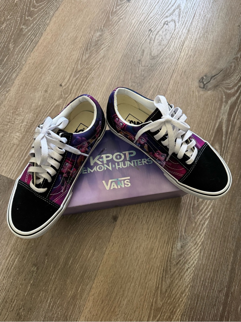 Vans Black & Purple K-Pop Demon Hunters Low Top Sneakers size 4